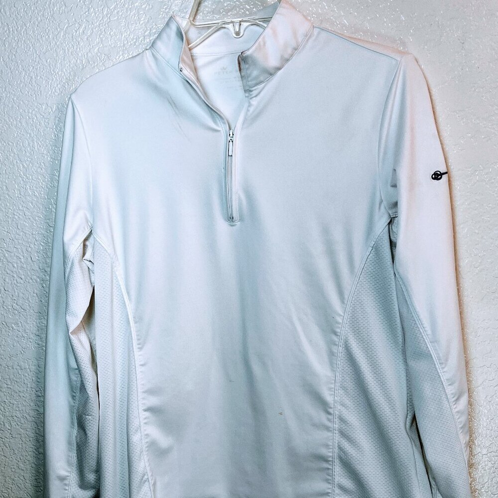 Peter Millar 1/4 Zip Women’s Medium White‎ Performance UPF Golf Pullover READ